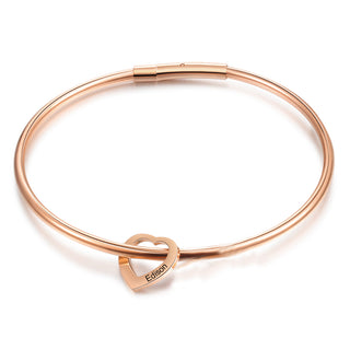 Custom Stainless Steel Heart Bangle Bracelet