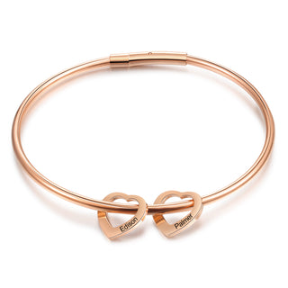 Custom Stainless Steel Heart Bangle Bracelet