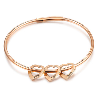 Custom Stainless Steel Heart Bangle Bracelet
