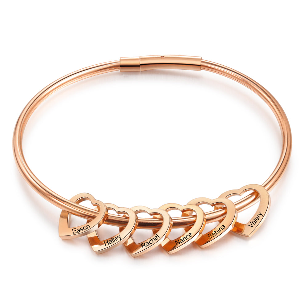 Custom Stainless Steel Heart Bangle Bracelet