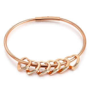 Custom Stainless Steel Heart Bangle Bracelet