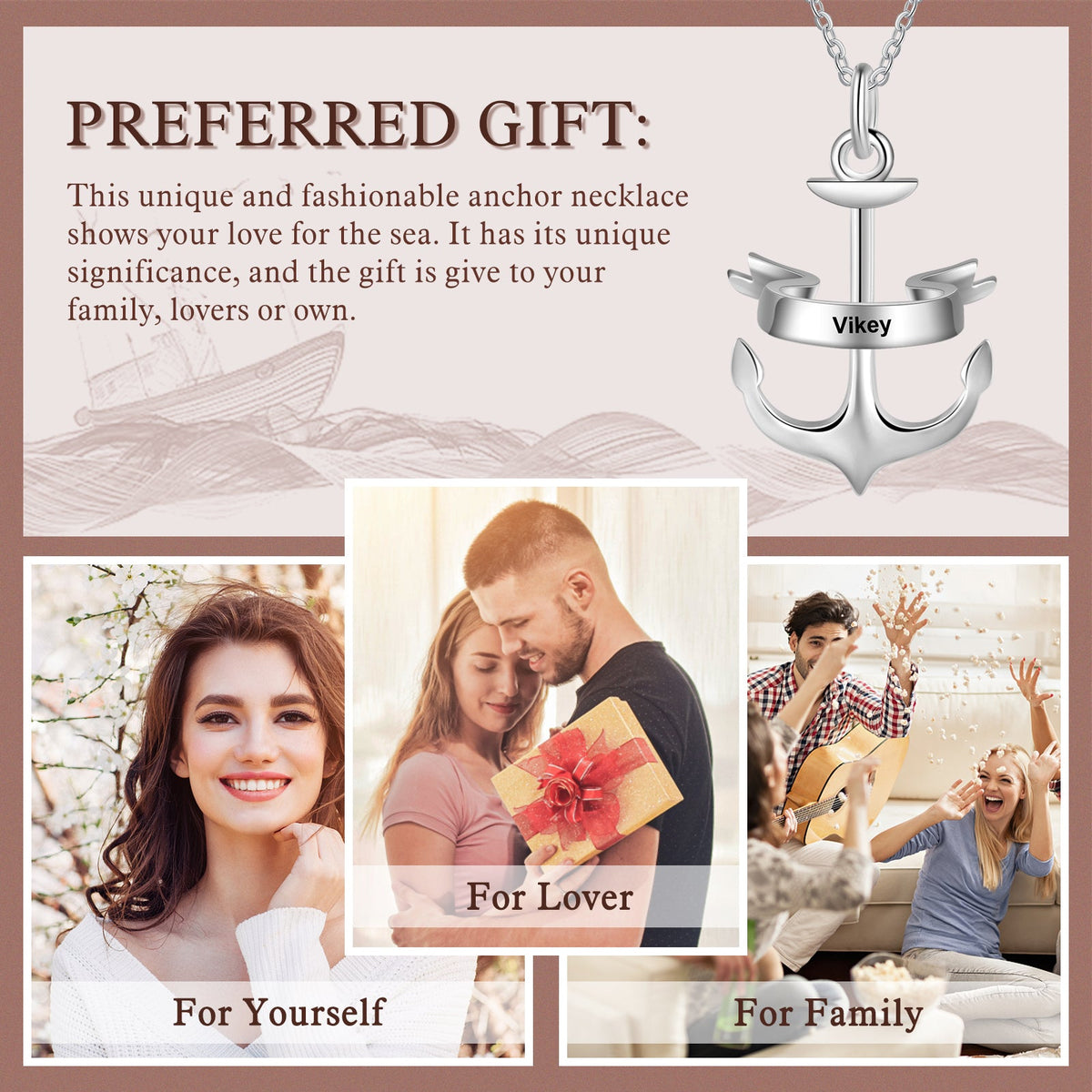 Personalized Name Anchor Necklace