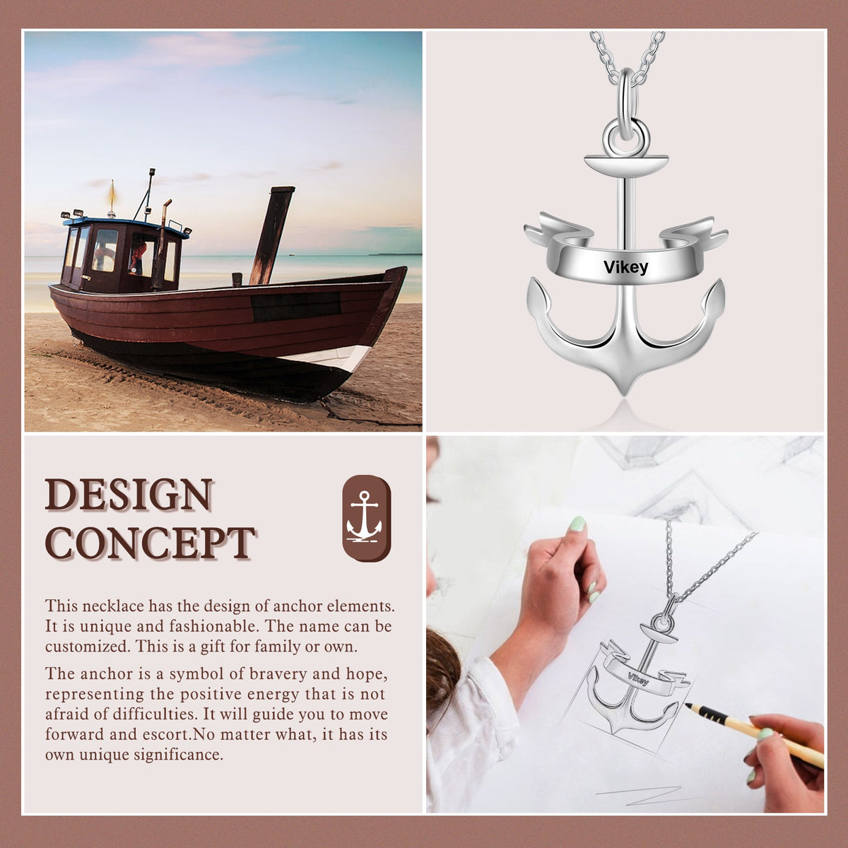 Personalized Name Anchor Necklace