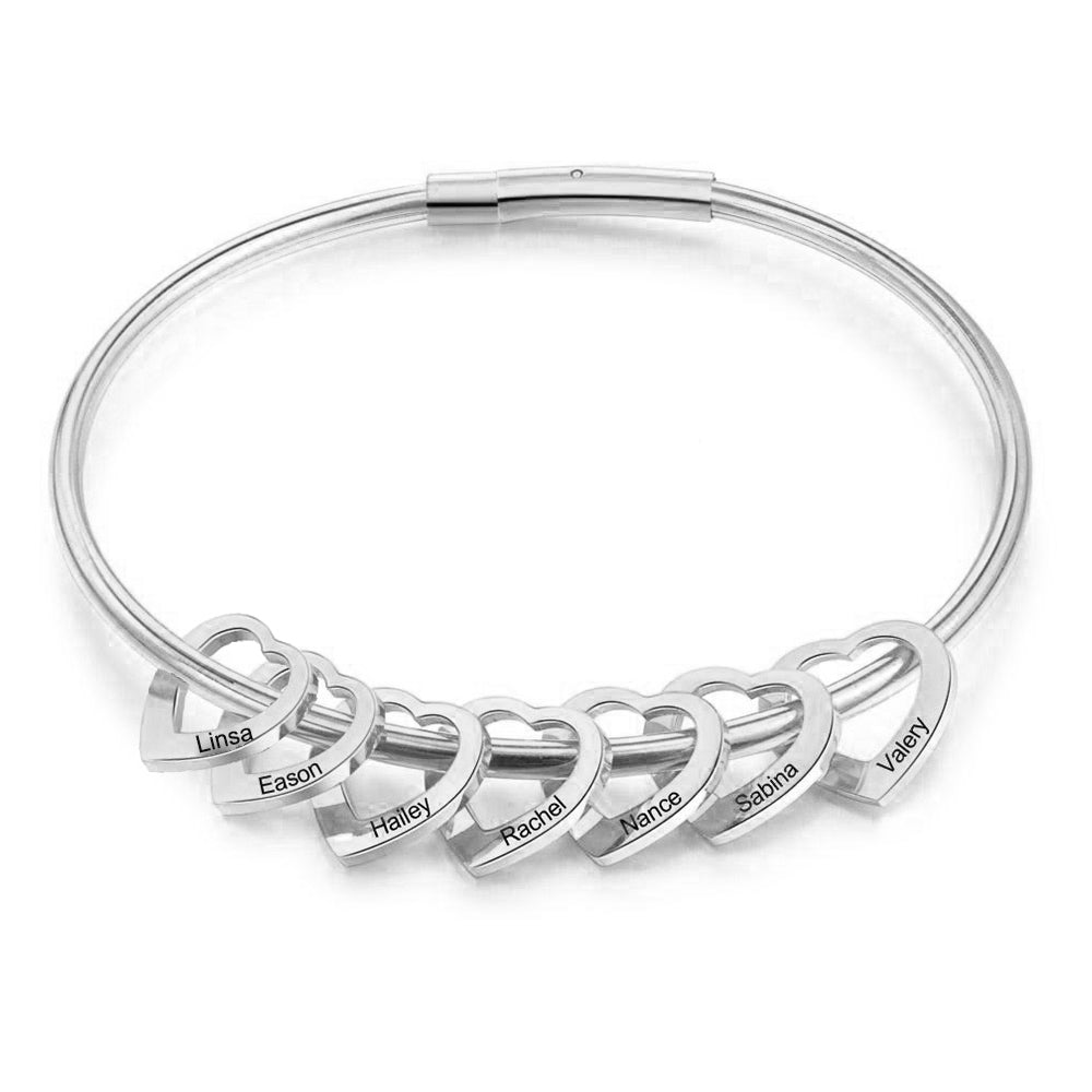 Custom Stainless Steel Heart Bangle Bracelet