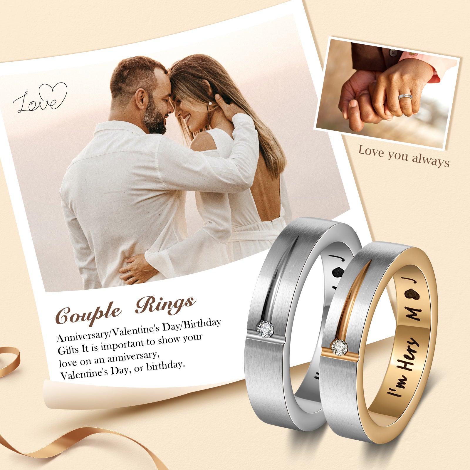 Custom Stainless Steel Couple Ring
