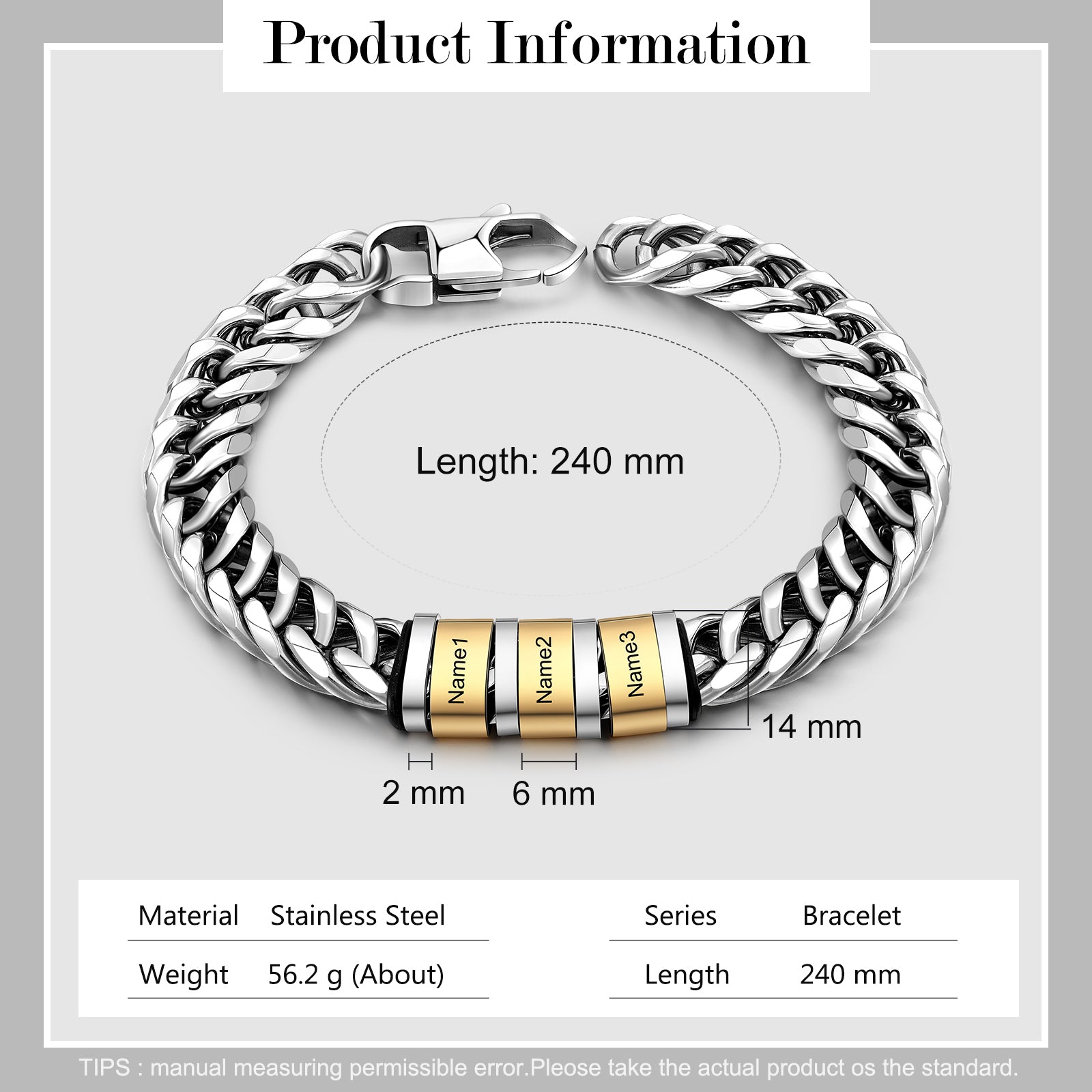 Personalized Stainless Steel Name Custom Bracelet