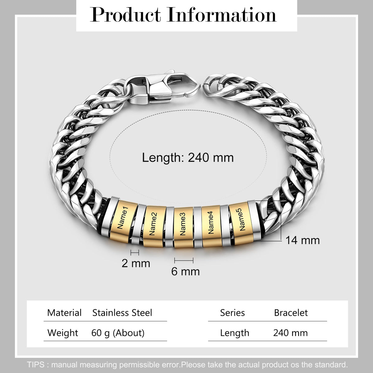 Personalized Stainless Steel Name Custom Bracelet