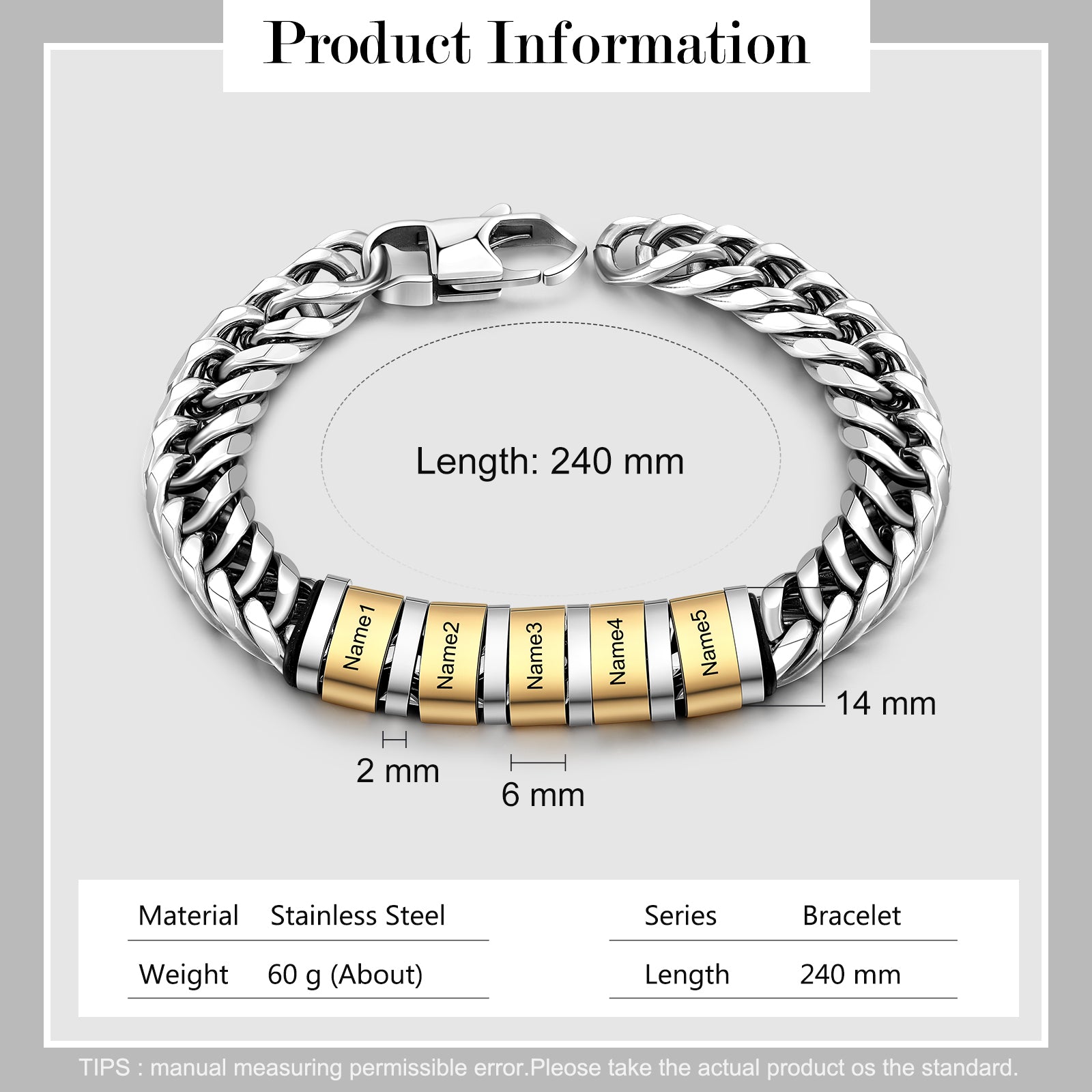 Personalized Stainless Steel Name Custom Bracelet