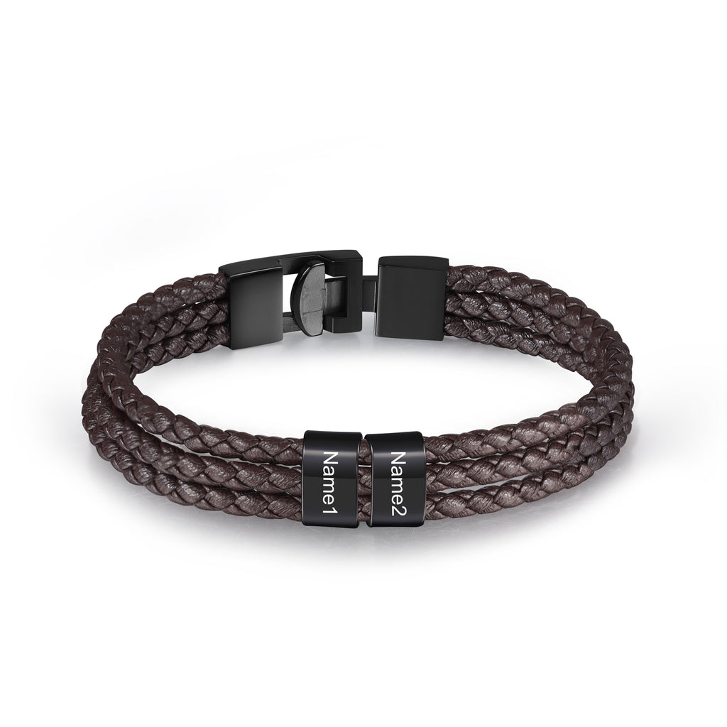 Custom Name Leather Bracelet