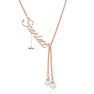 Custom Name Necklace with Pearl