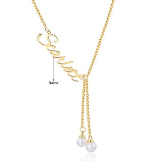 Custom Name Necklace with Pearl