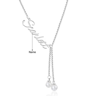 Custom Name Necklace with Pearl