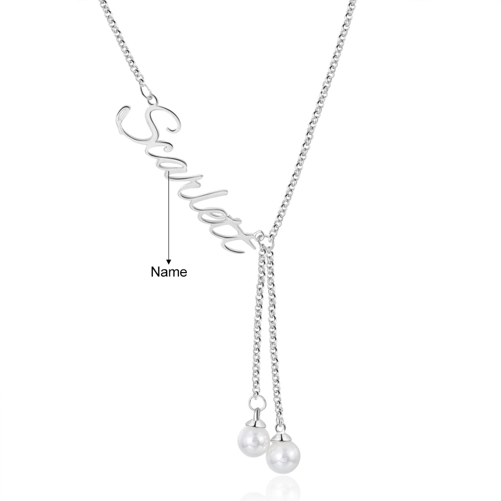 Custom Name Necklace with Pearl