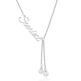 Custom Name Necklace with Pearl