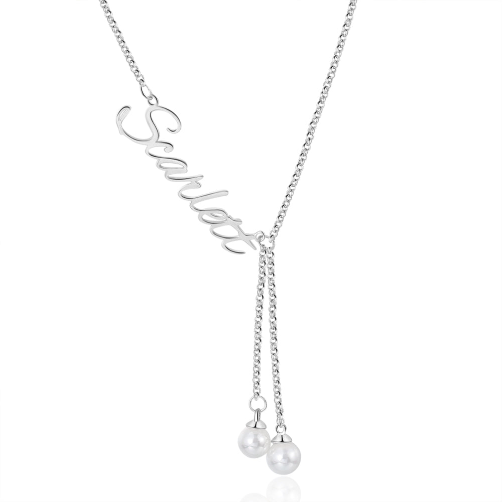 Custom Name Necklace with Pearl