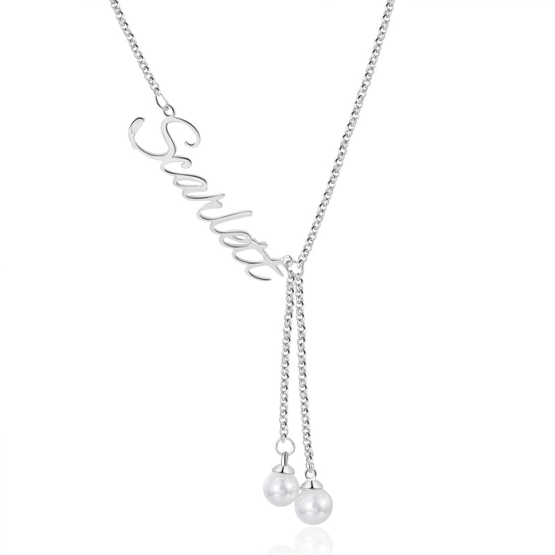 Custom Name Necklace with Pearl