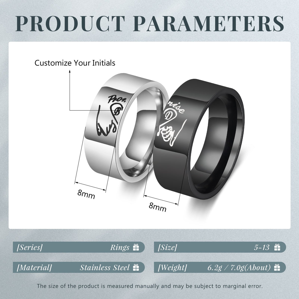 Custom Stainless Steel Couple Ring