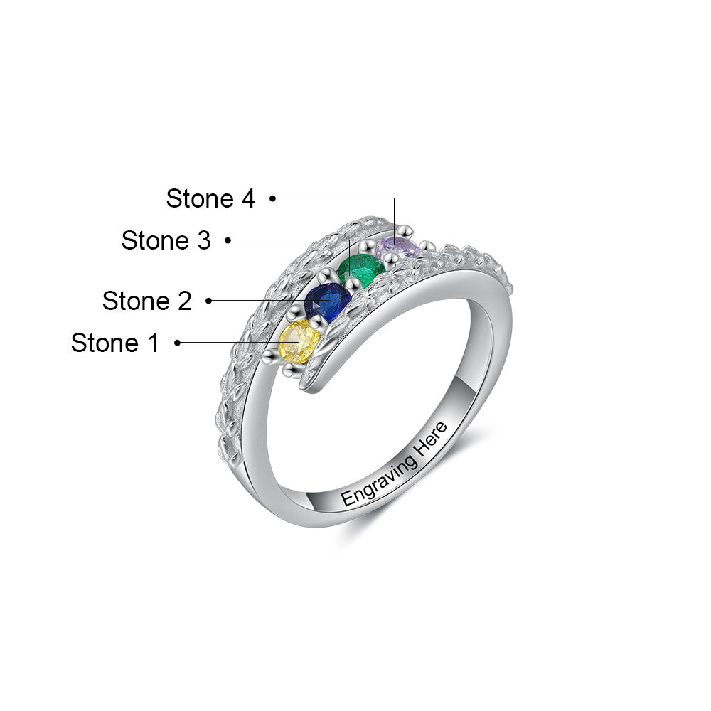 Rhodium Plated Birthstone Ring