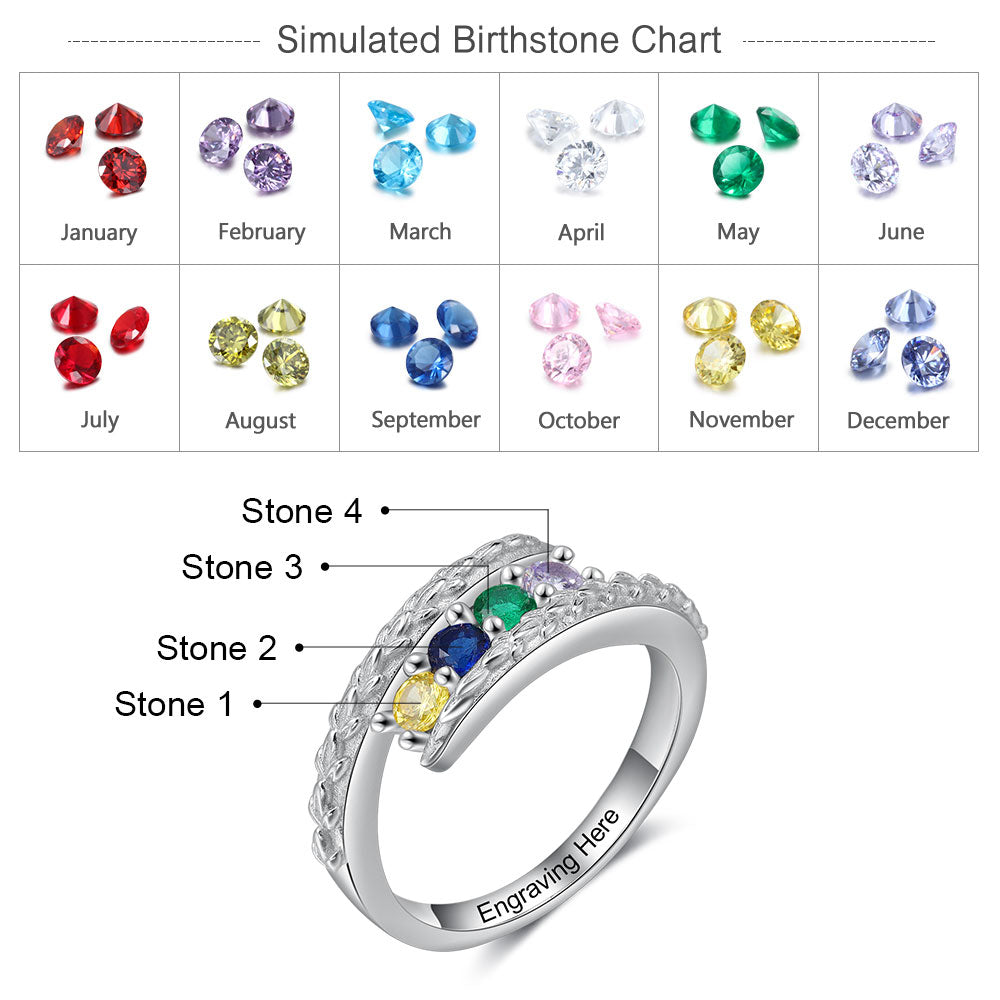 Rhodium Plated Birthstone Ring