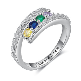 Rhodium Plated Birthstone Ring