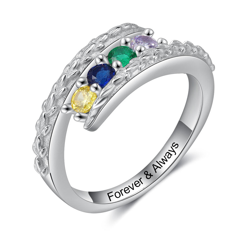 Rhodium Plated Birthstone Ring