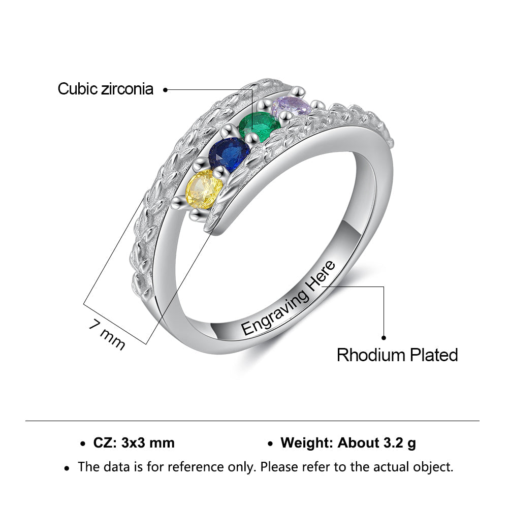 Rhodium Plated Birthstone Ring