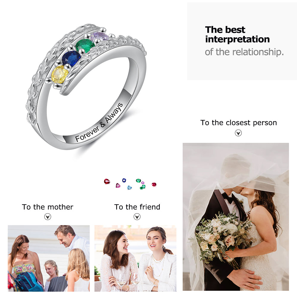 Rhodium Plated Birthstone Ring