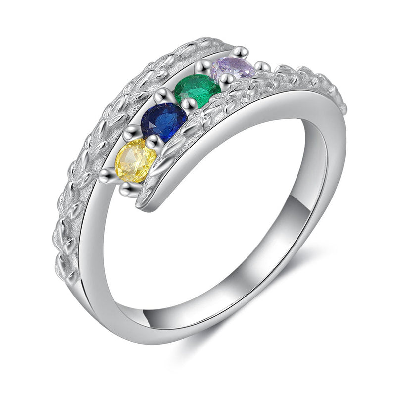 Rhodium Plated Birthstone Ring