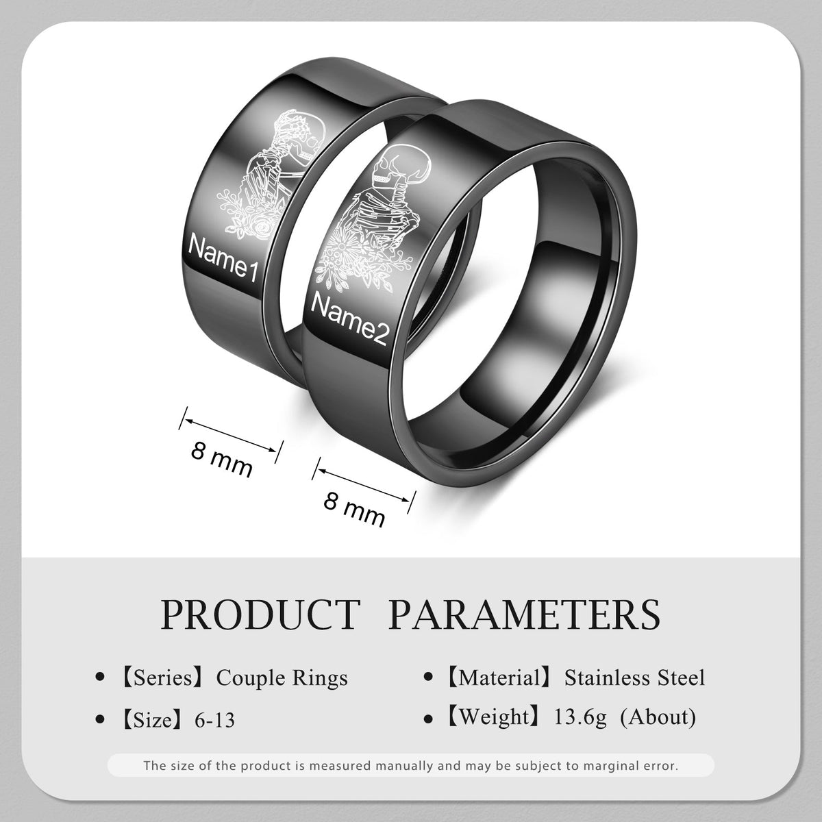 Custom Stainless Steel Couple Ring