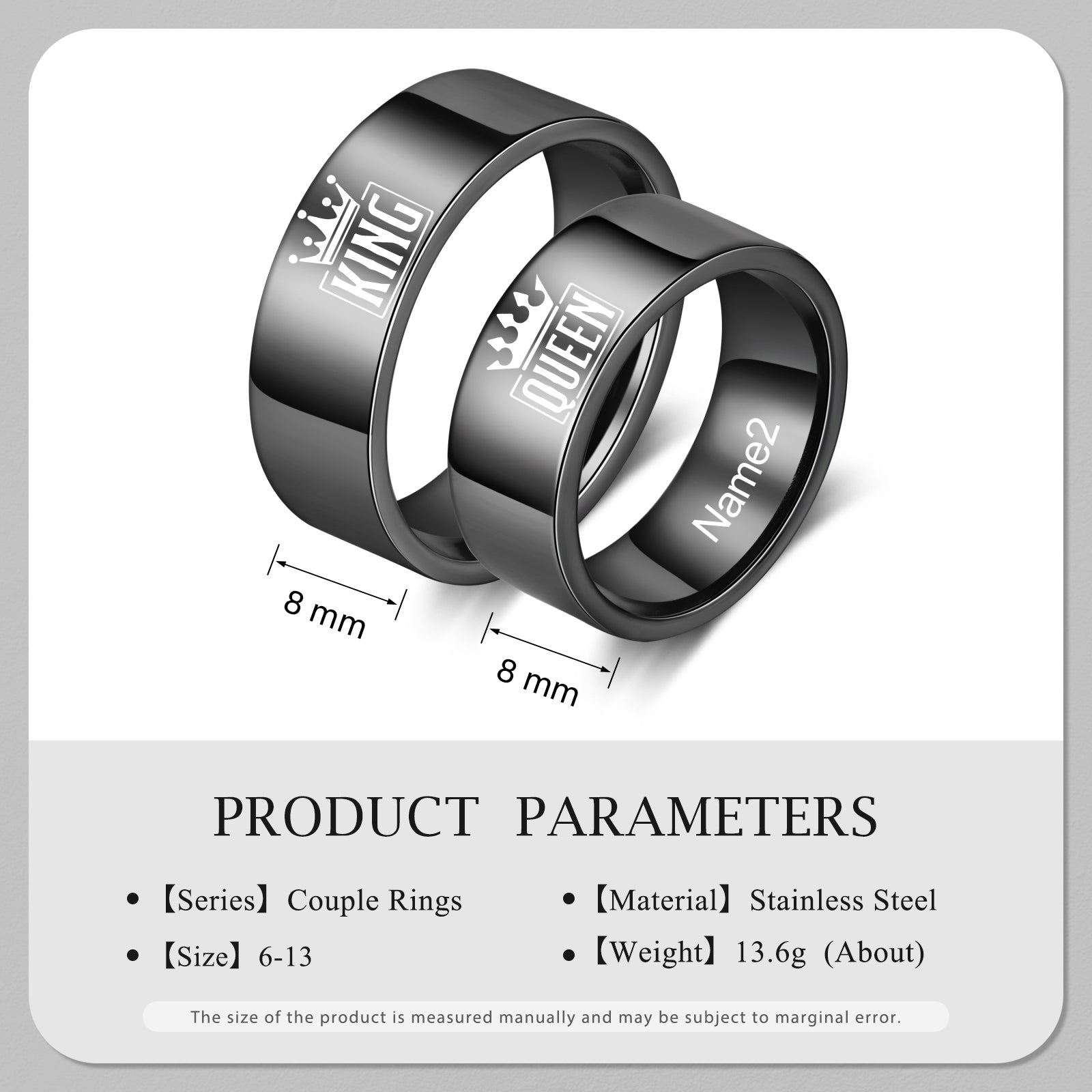 Custom Stainless Steel Couple Ring