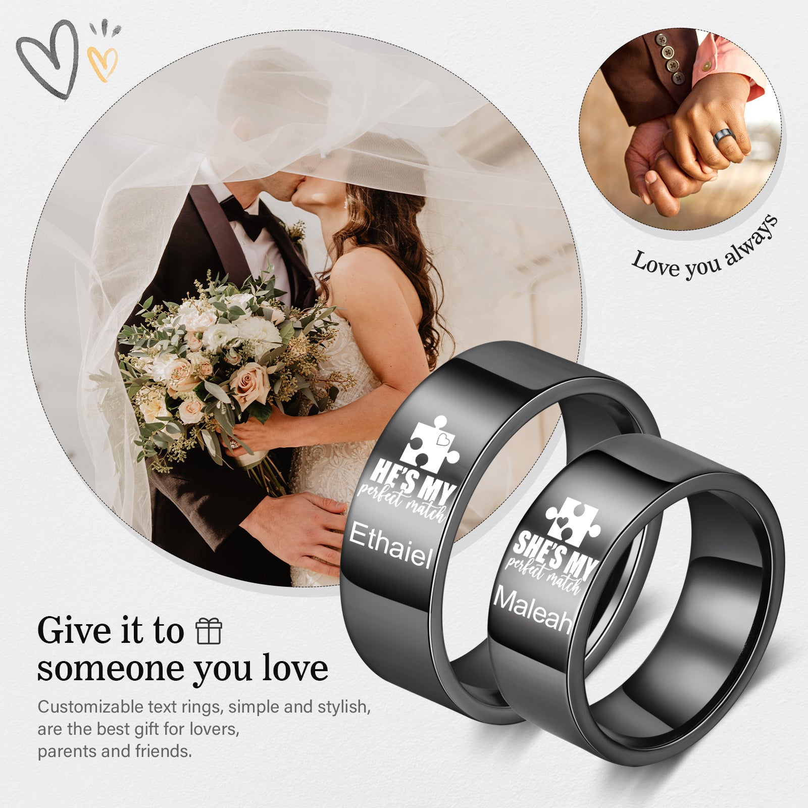 Custom Stainless Steel Couple Ring