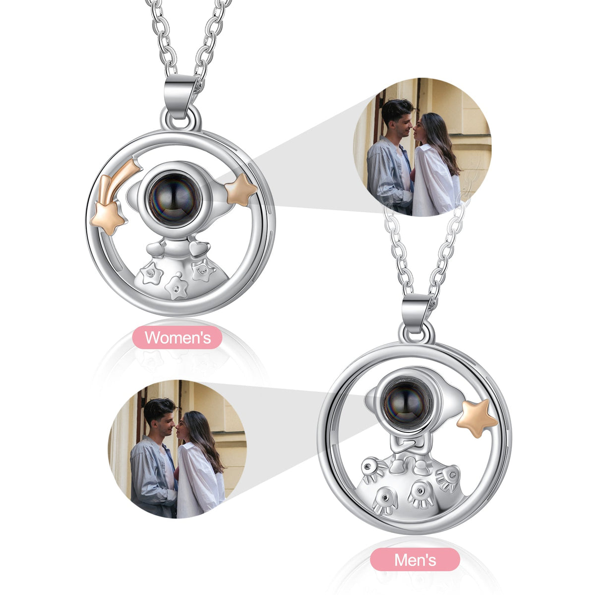 Custom Photo Projection Couple Necklace