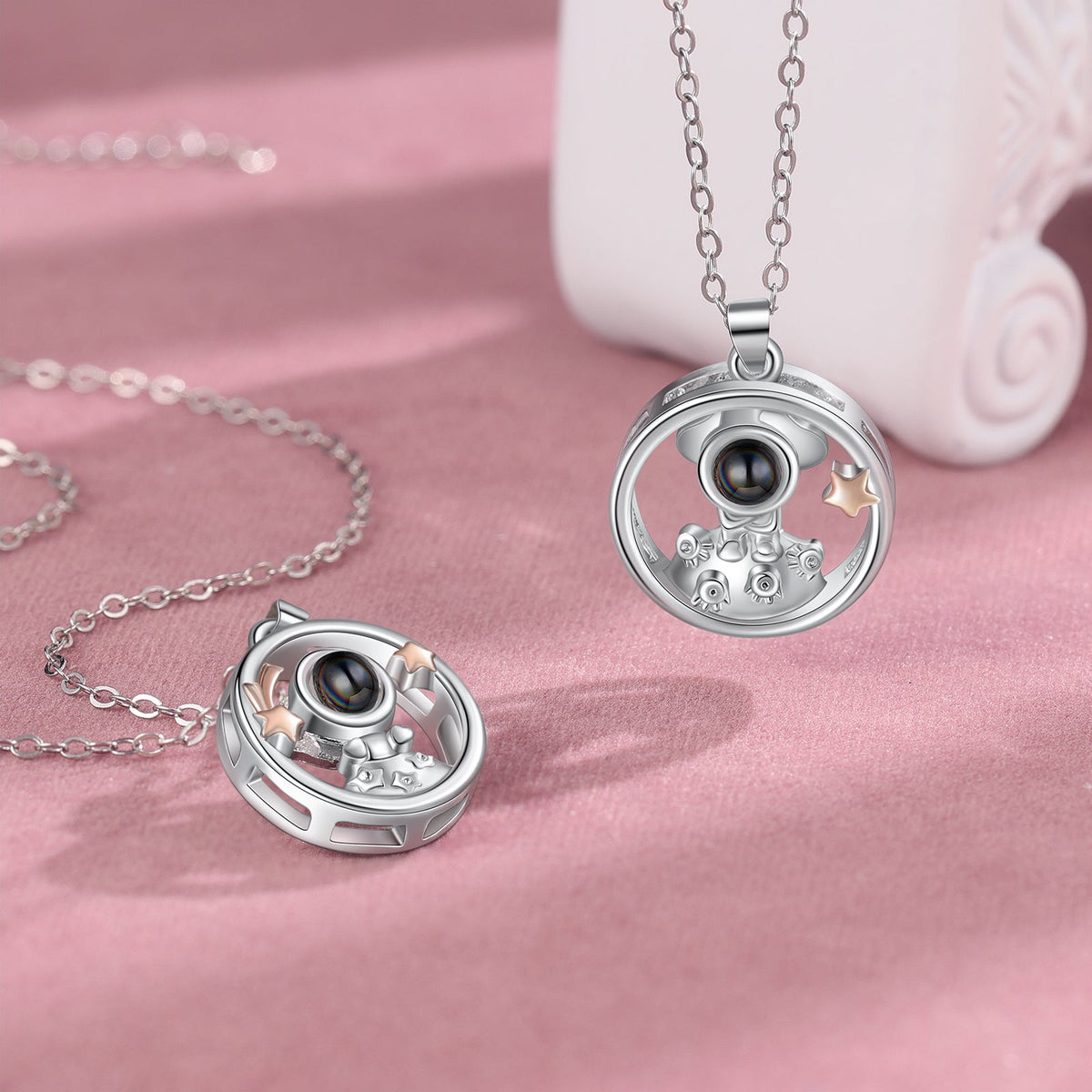 Custom Photo Projection Couple Necklace