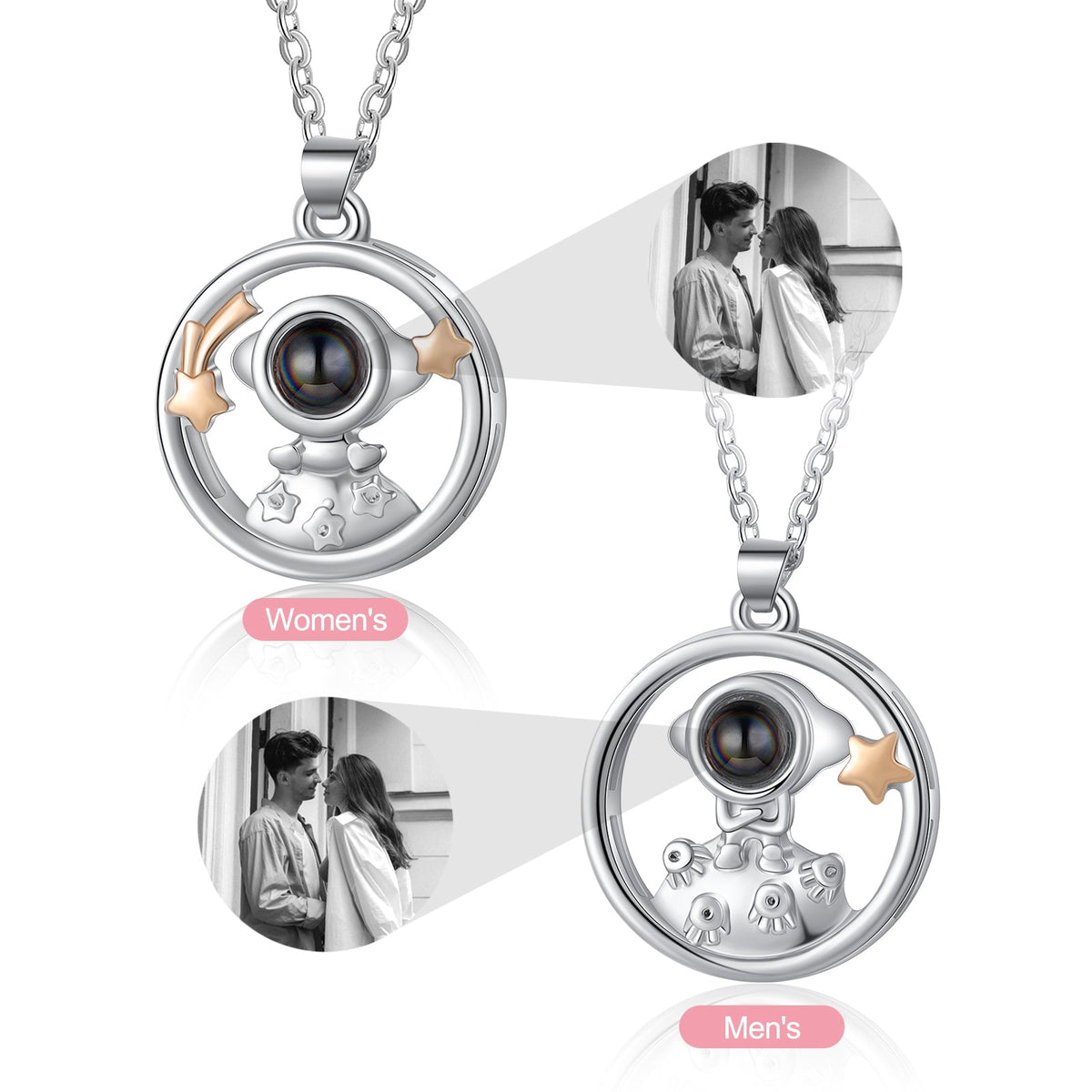 Custom Photo Projection Couple Necklace