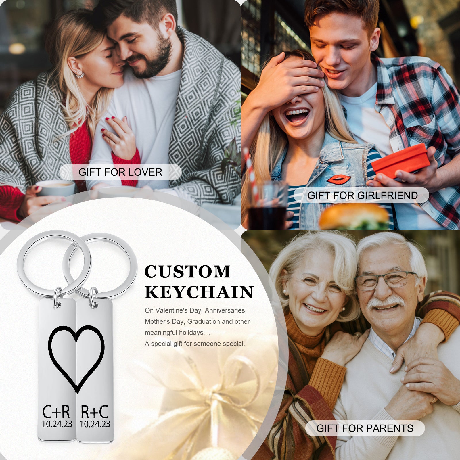 Personalized Staineless Steel Couple Keychain