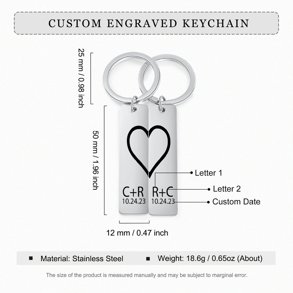 Personalized Staineless Steel Couple Keychain