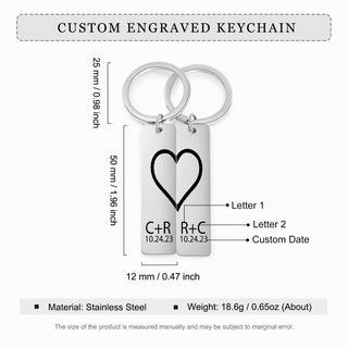 Personalized Staineless Steel Couple Keychain