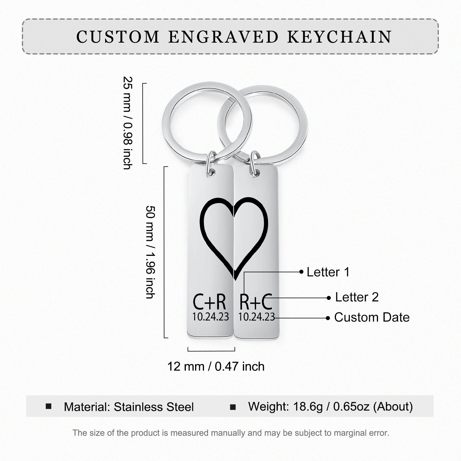 Personalized Staineless Steel Couple Keychain