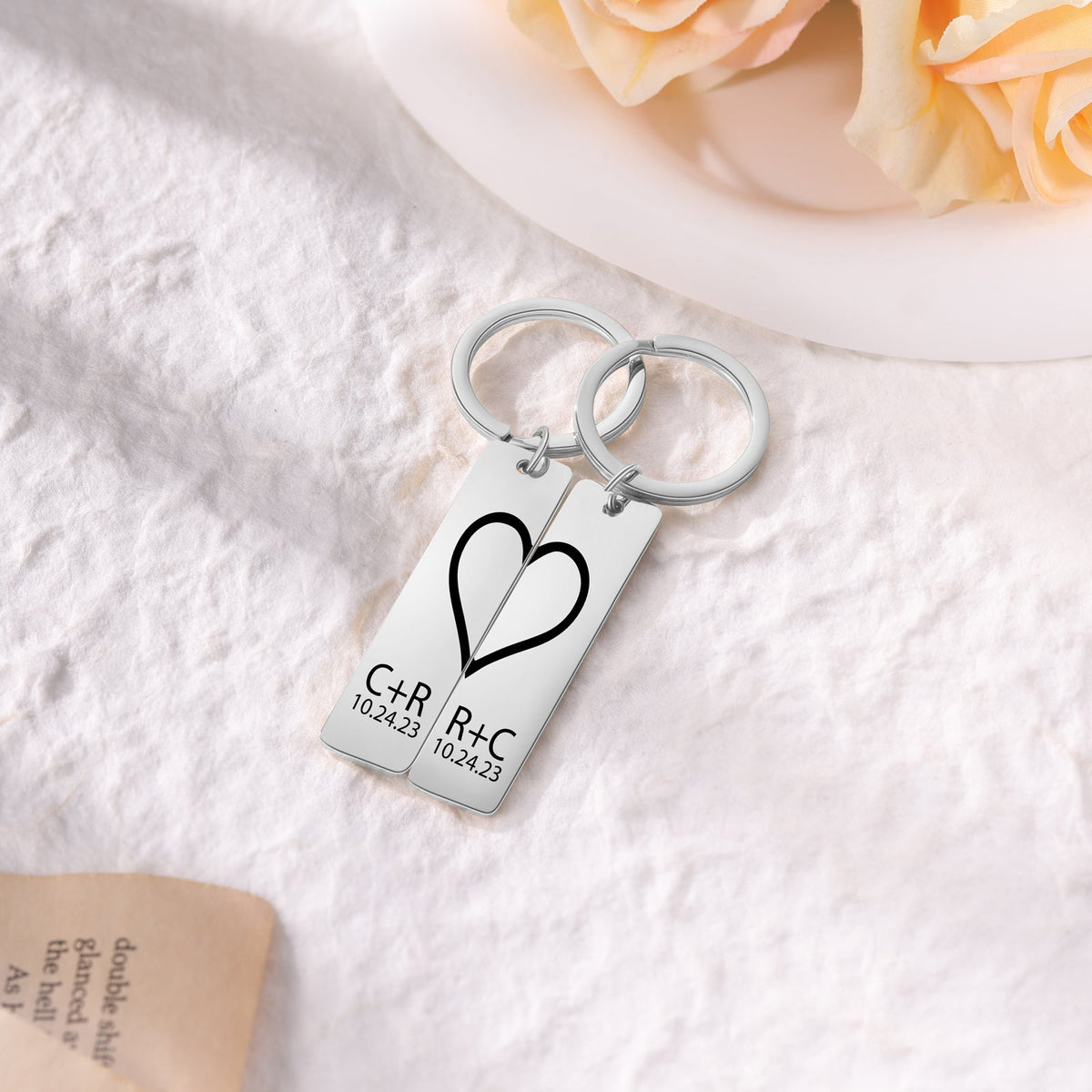 Personalized Staineless Steel Couple Keychain