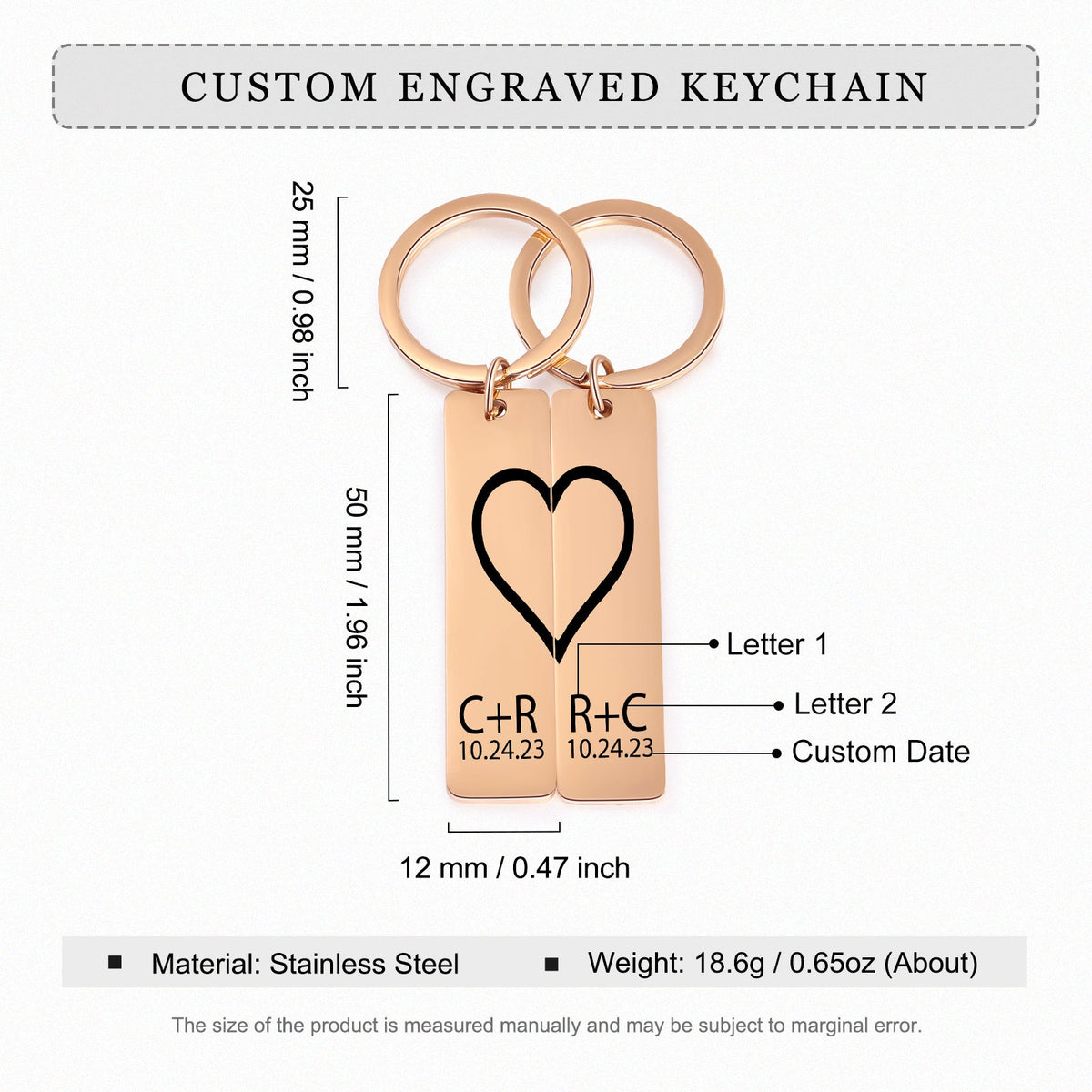 Personalized Staineless Steel Couple Keychain