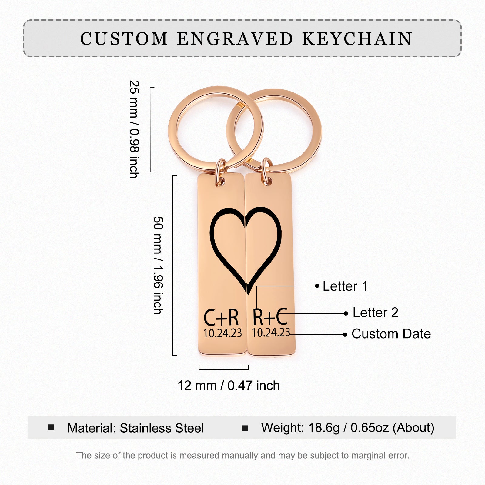 Personalized Staineless Steel Couple Keychain