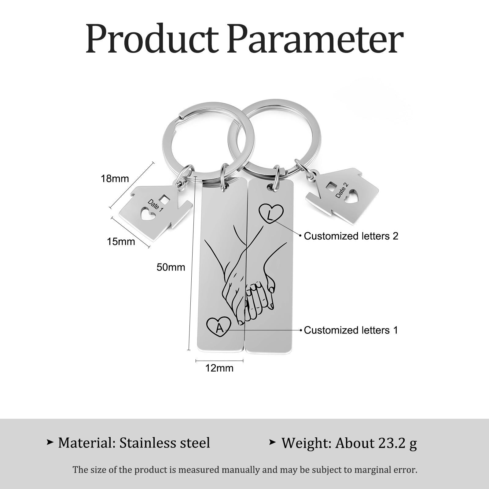Custom Stainless Steel Couple Keychain
