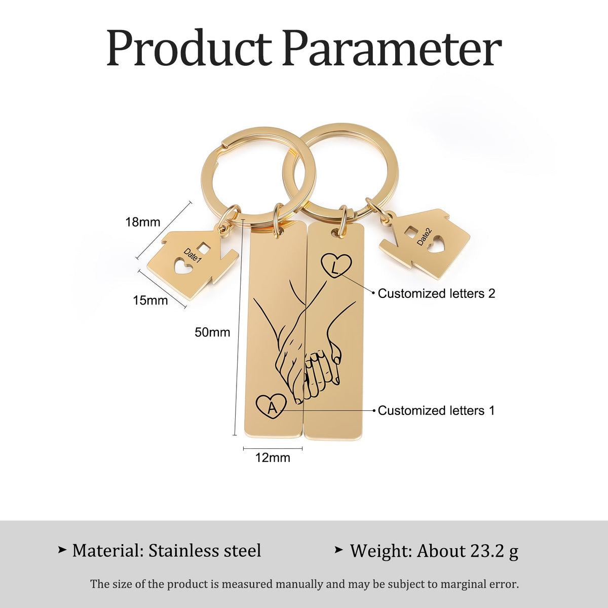 Custom Stainless Steel Couple Keychain