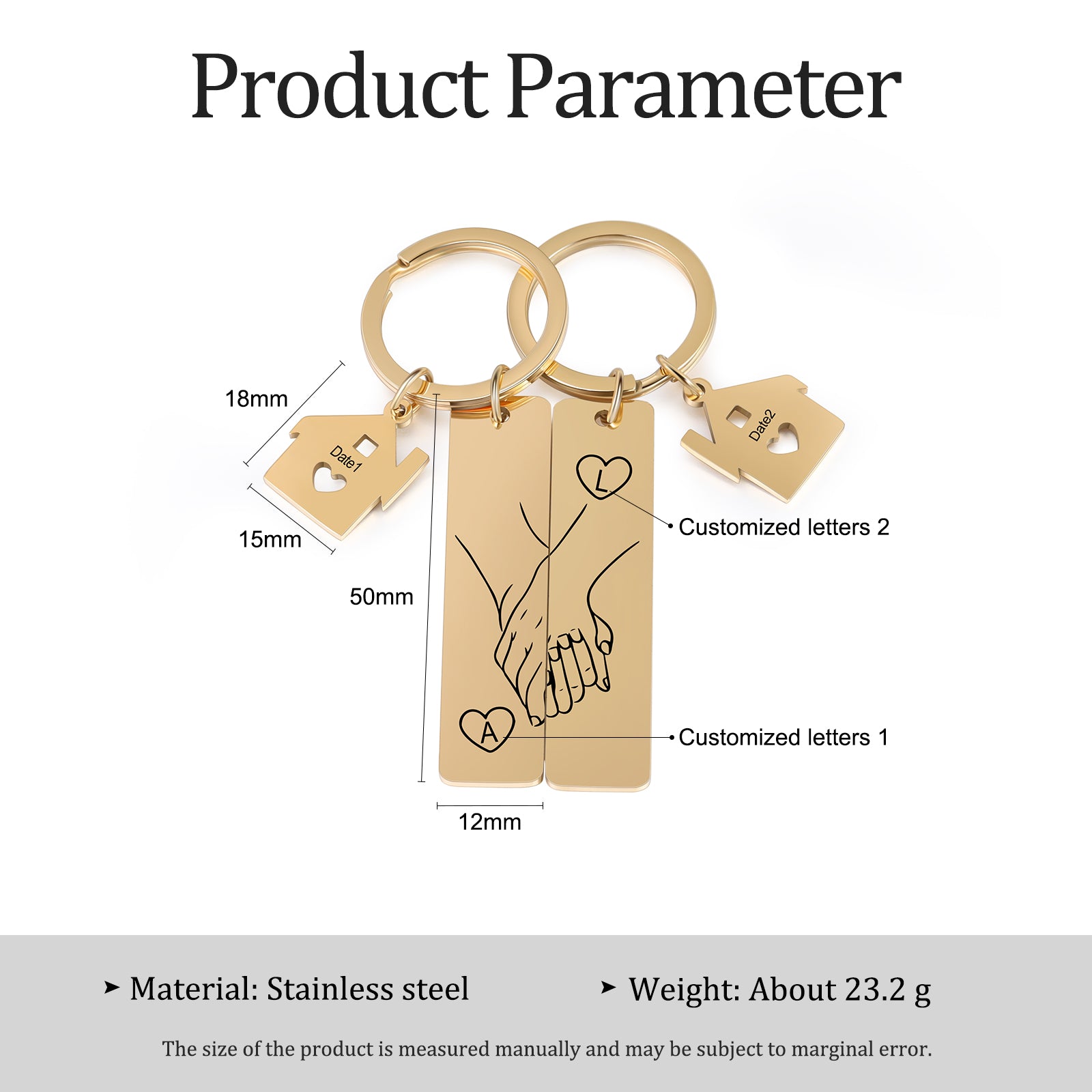 Custom Stainless Steel Couple Keychain