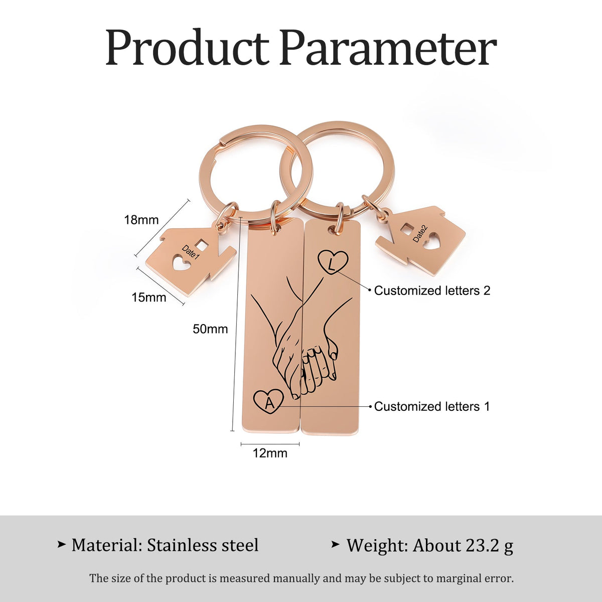 Custom Stainless Steel Couple Keychain