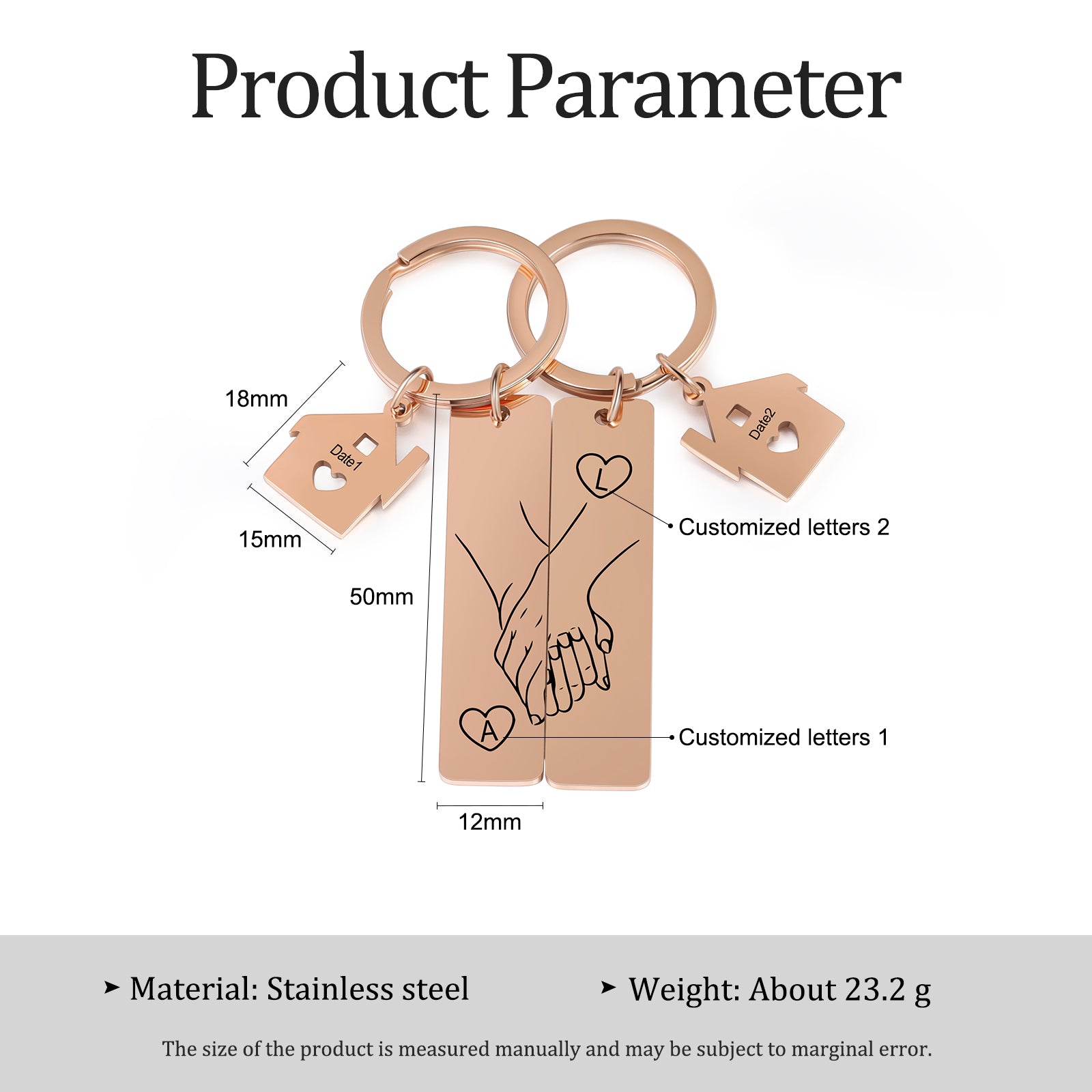 Custom Stainless Steel Couple Keychain