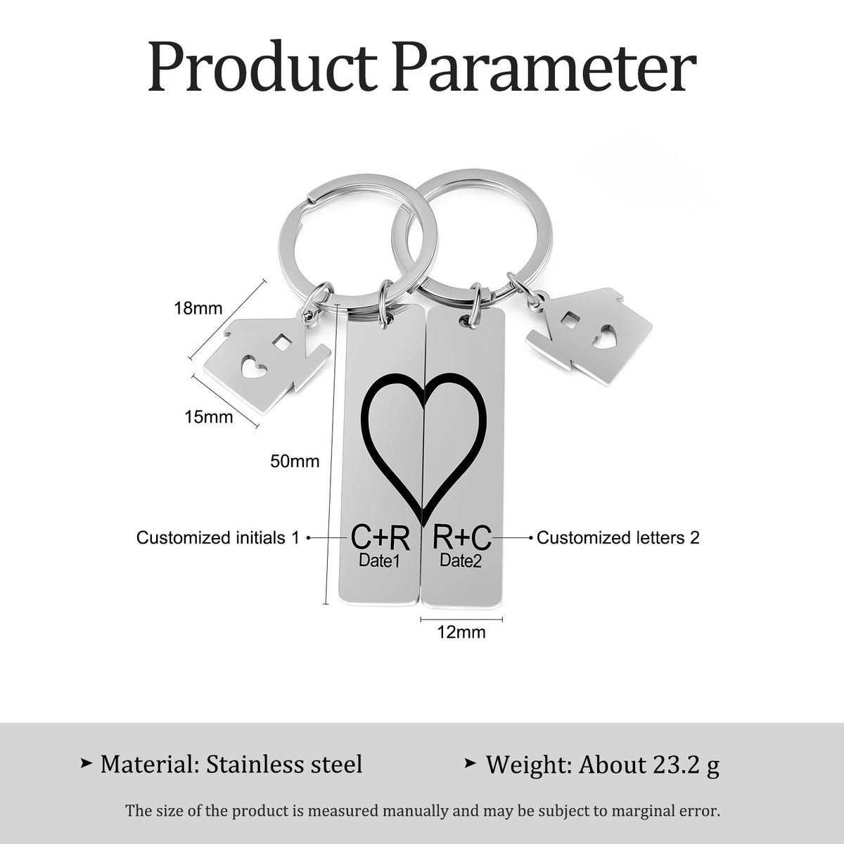 Custom Stainless Steel Couple Keychain