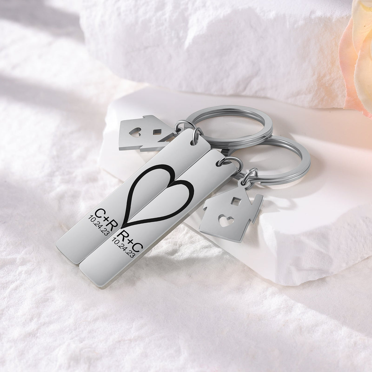 Custom Stainless Steel Couple Keychain