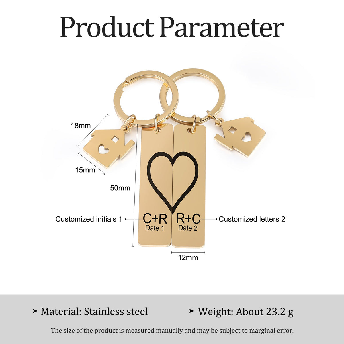 Custom Stainless Steel Couple Keychain