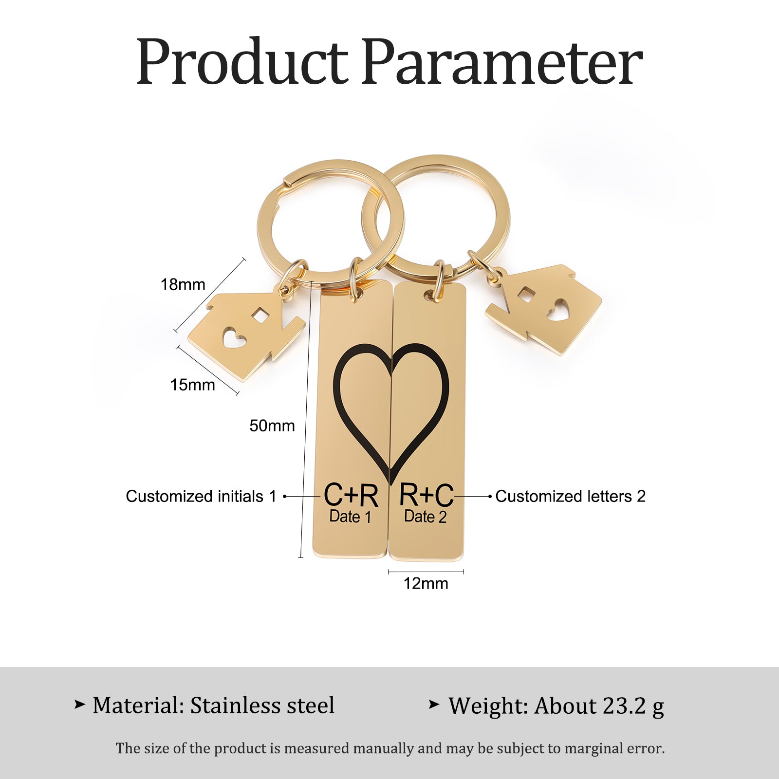 Custom Stainless Steel Couple Keychain